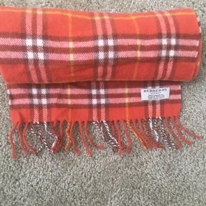 Burberry of London. Orange plaid Scarf.  53 inch